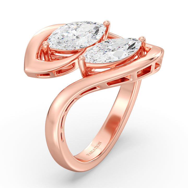 18K Rose Gold Toi et Moi Pear-Cut Lab-Grown Diamond Ring – Elegant Two-Stone Design Featuring 2ct EF/VS Pear-Cut Lab Diamonds in a Romantic Prong Setting