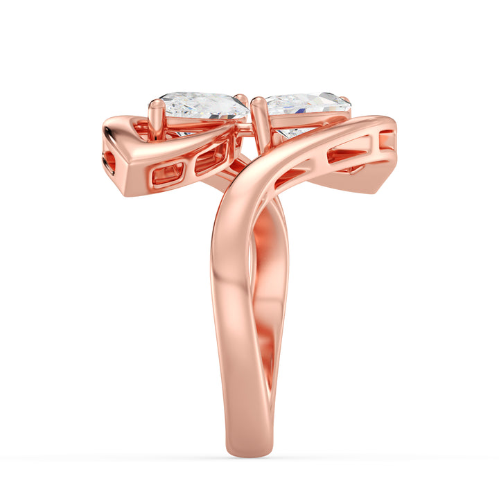 18K Rose Gold Toi et Moi Pear-Cut Lab-Grown Diamond Ring – Elegant Two-Stone Design Featuring 2ct EF/VS Pear-Cut Lab Diamonds in a Romantic Prong Setting