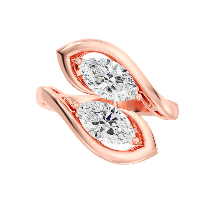 18K Rose Gold Toi et Moi Pear-Cut Lab-Grown Diamond Ring – Elegant Two-Stone Design Featuring 2ct EF/VS Pear-Cut Lab Diamonds in a Romantic Prong Setting