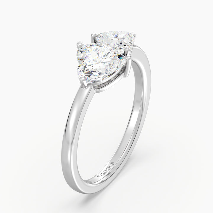 18K White Gold Toi et Moi Double Heart Diamond Engagement Ring with a 1.00ct and 0.50ct heart-cut lab-grown diamond in an elegant prong setting, offering a timeless and sophisticated look
