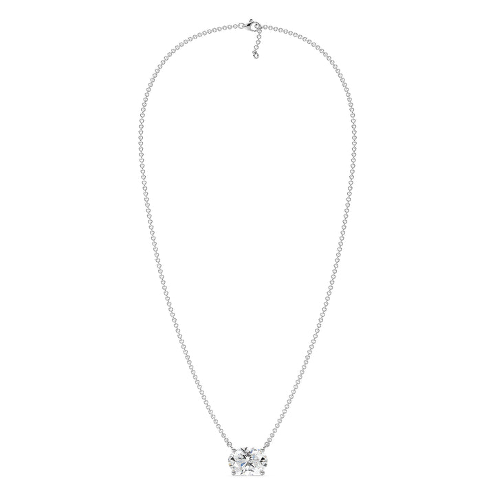 2.00 Carat Oval Lab-Grown Diamond Solitaire Necklace in 18K White Gold with IGI Certified E/VS Diamond in Prong Setting