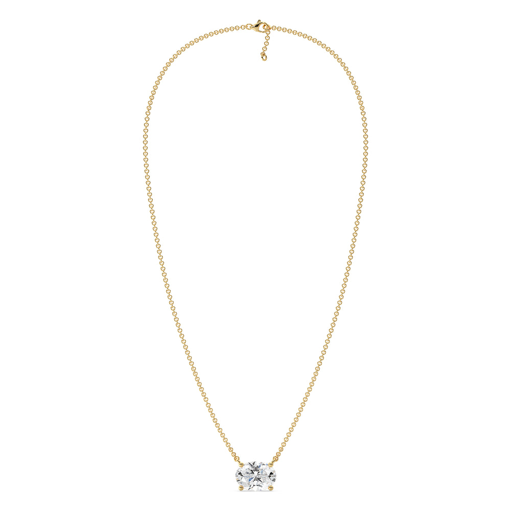 2.00 Carat Oval Lab-Grown Diamond Solitaire Necklace in 18K Yellow Gold with IGI Certified E/VS Diamond in Prong Setting
