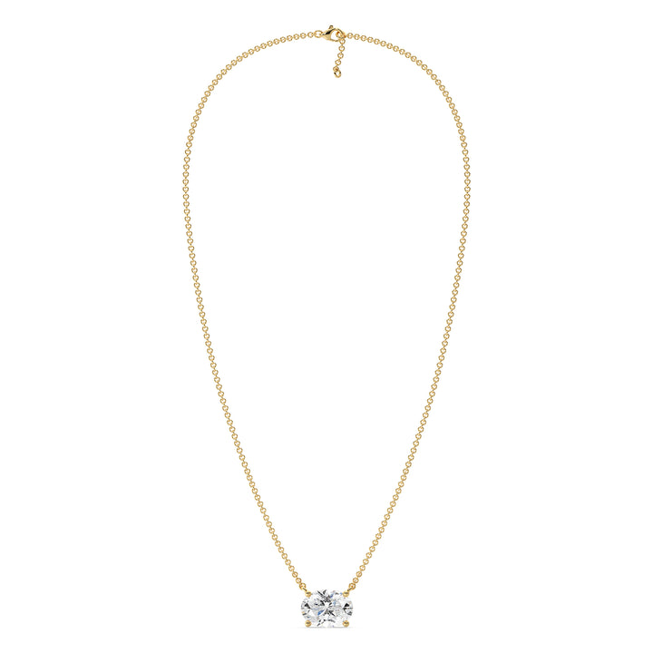2.00 Carat Oval Lab-Grown Diamond Solitaire Necklace in 18K Yellow Gold with IGI Certified E/VS Diamond in Prong Setting