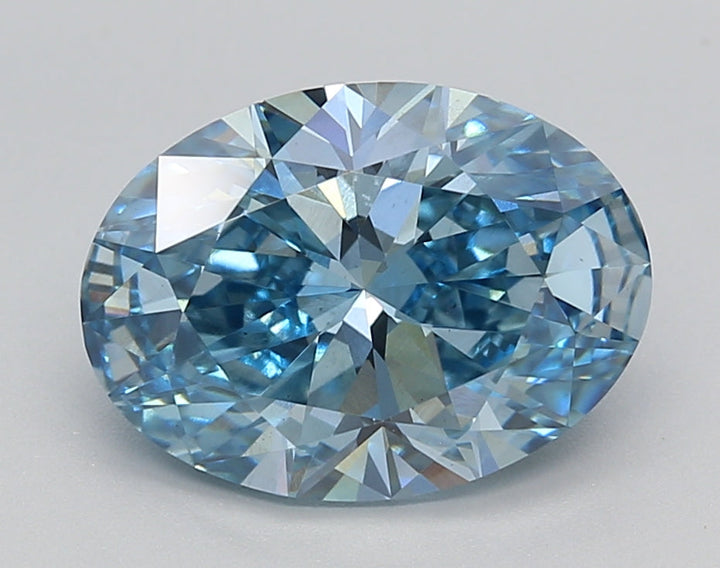 3.04 CT Oval Cut Lab-Grown Diamond, Fancy Vivid Blue Color, VS2 Clarity, IGI Certified