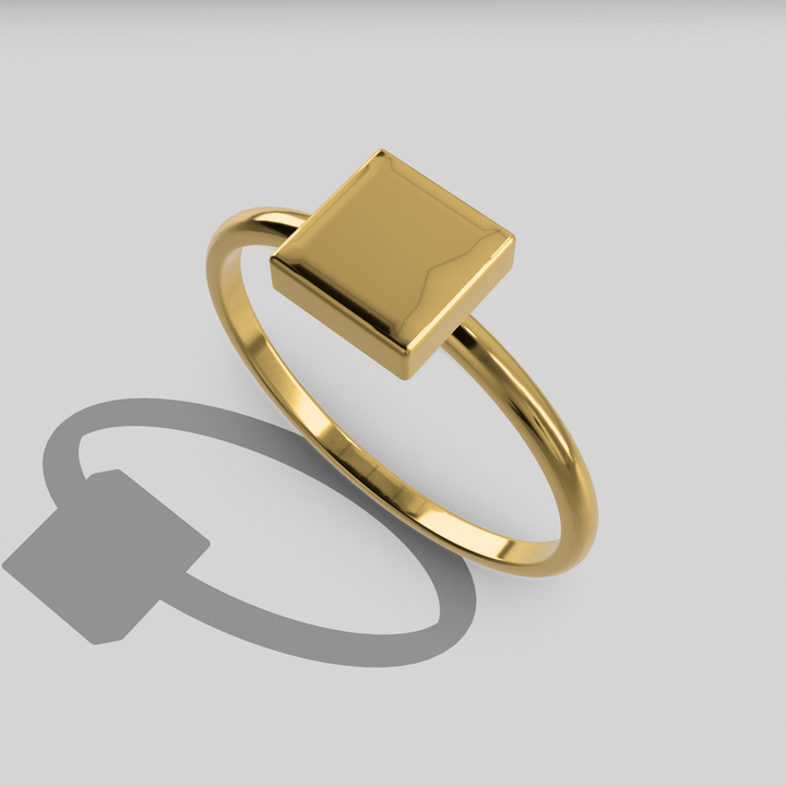 GOLD VERMEIL SOLID SQUARE SIGNET RING