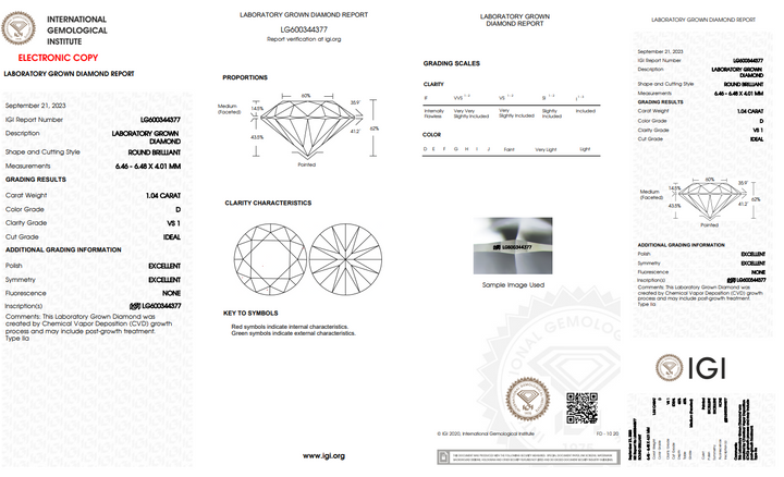 Igi certified lab grown diamond