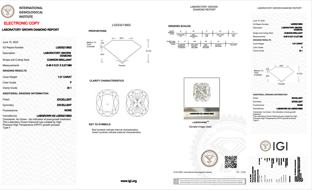 1 carat lab grown diamond