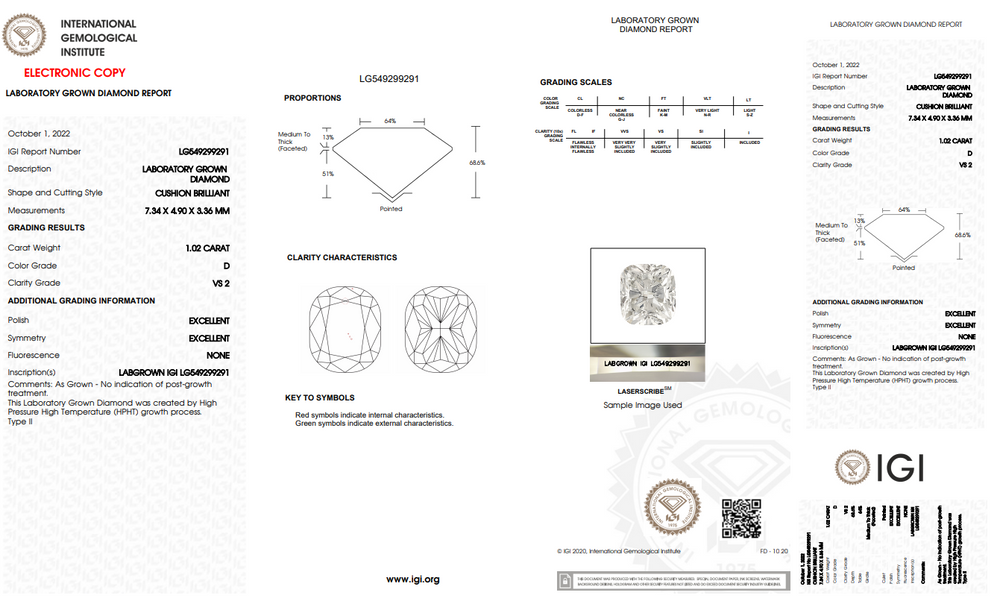 1 carat lab grown diamond