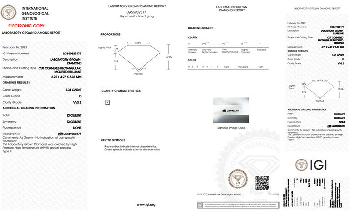 IGI gecertificeerd 1,04 CT Radiant Lab Gegroeide diamant | VVS2 | D kleur