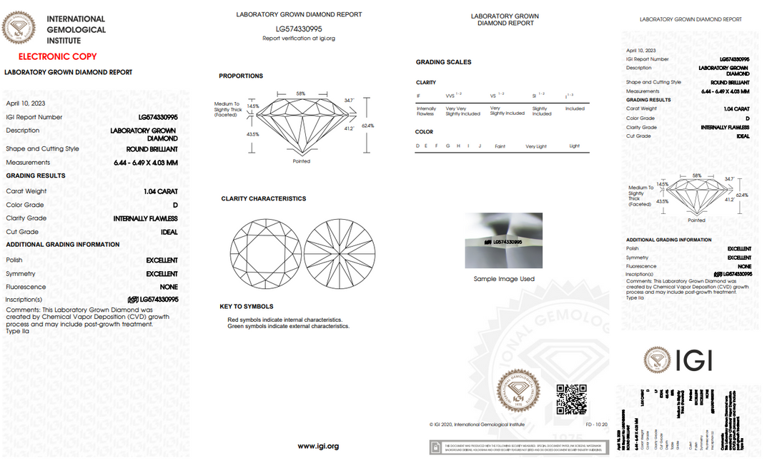 Igi certified lab grown diamond
