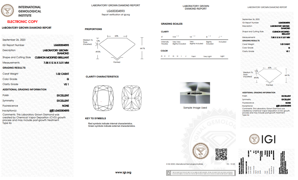1 carat lab grown diamond