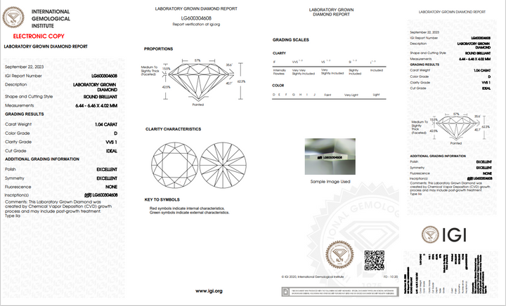 Igi certified lab grown diamond