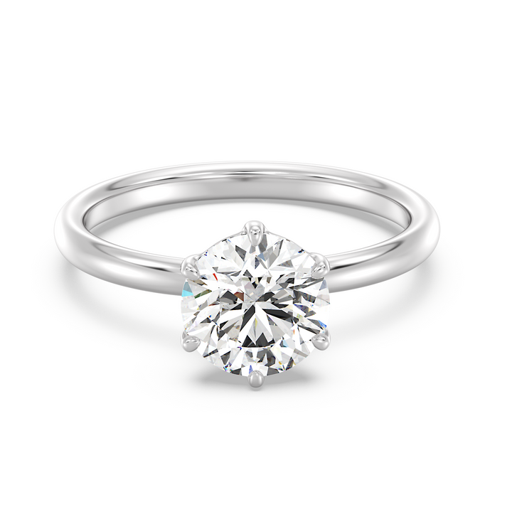Classic 6-Prong Round Lab-Grown Diamond Solitaire Engagement Ring in White Gold