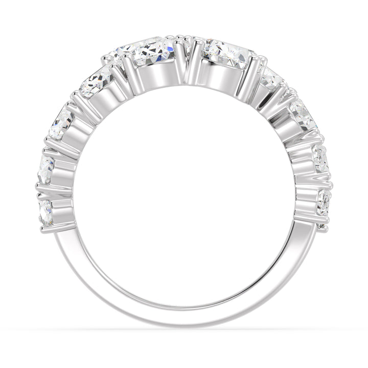 Elegant 6 CTW Lab-Grown Oval Diamond Bypass Ring in 18K White Gold showcasing 12 prong-set EF/VS clarity oval diamonds in a graceful graduated setting