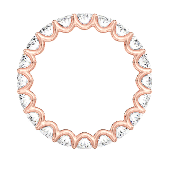 Elegant Oval Lab-Grown Diamond Scallop Eternity Band in 18K Rose Gold, featuring 20 EF/VS diamonds with a shared prong setting and scalloped side profile