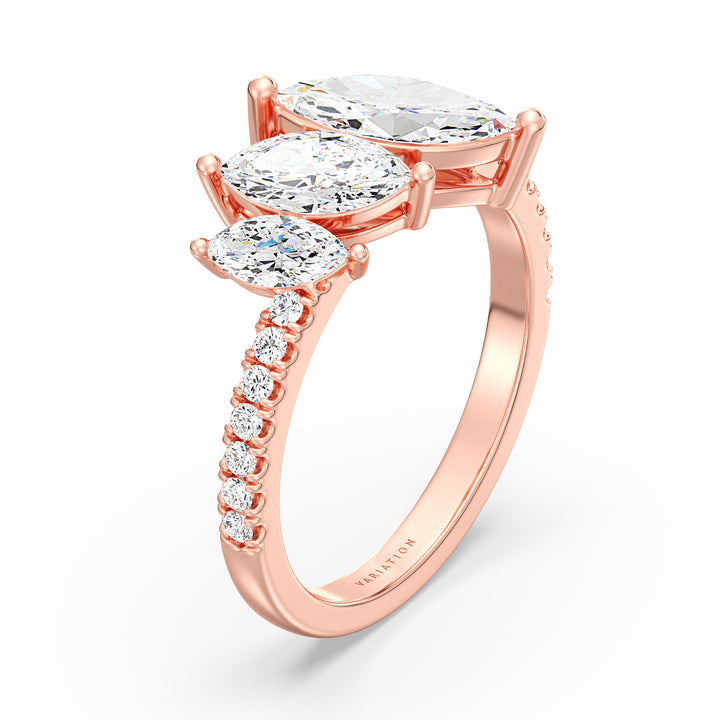 Graduated Three Stone Marquise-Cut Ring