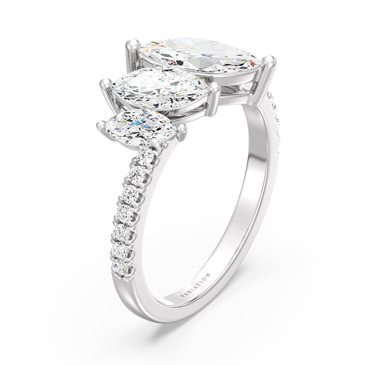 Graduated Three Stone Marquise-Cut Ring