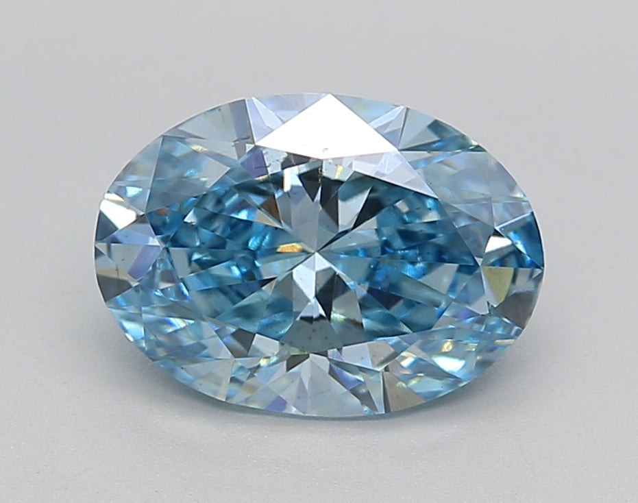 IGI Certified CT Oval Cut Lab-Grown Diamond Fancy Vivid Blue Color,  VS2 Clarity