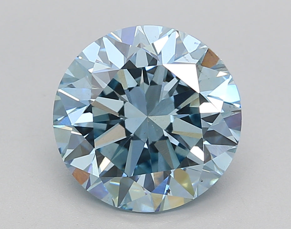 Blue Diamond Color IGI Certified CT Round Lab-Grown Diamond: Fancy