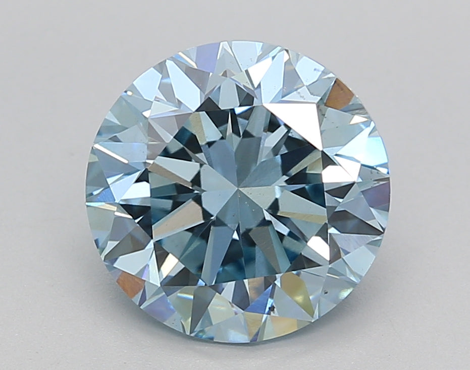 IGI Certified 3.00 CT Round Lab-Grown Diamond: Fancy Intense Blue Color, VS2 Clarity