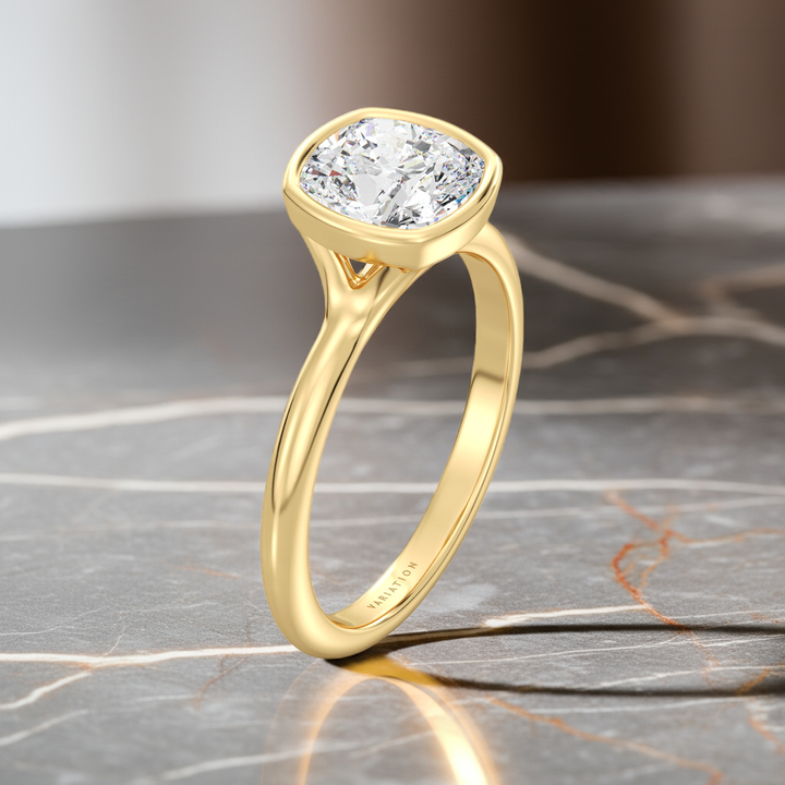 Bezel Cushion Solitaire Ring
