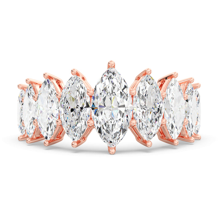 Marquise Cut Lab-Grown Diamond Half Eternity Engagement Ring in 18K Rose Gold featuring a 1.00ct center diamond and 3.06ct side marquise diamonds in a shared prong design