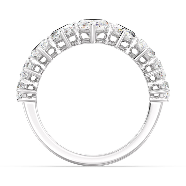 Marquise Cut Lab-Grown Diamond Half Eternity Engagement Ring in 18K White Gold showcasing a 1.00ct EF/VS center diamond with 3.06ct of graduated marquise side stones in shared prong setting.