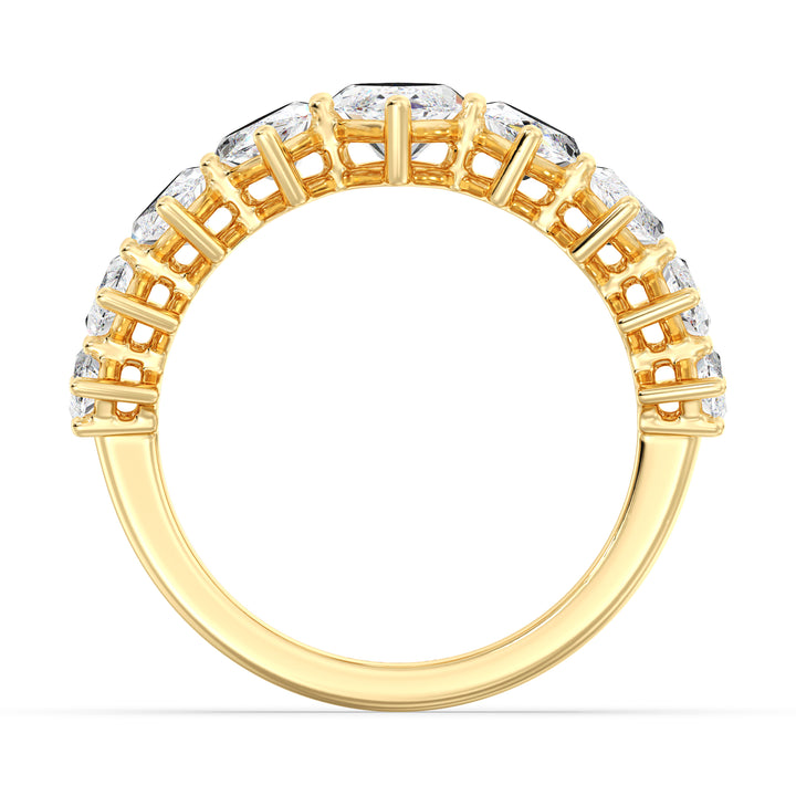 Marquise Cut Lab-Grown Diamond Half Eternity Engagement Ring in 18K Yellow Gold with 1.00ct center stone and 3.06ct graduated side diamonds in a shared prong setting