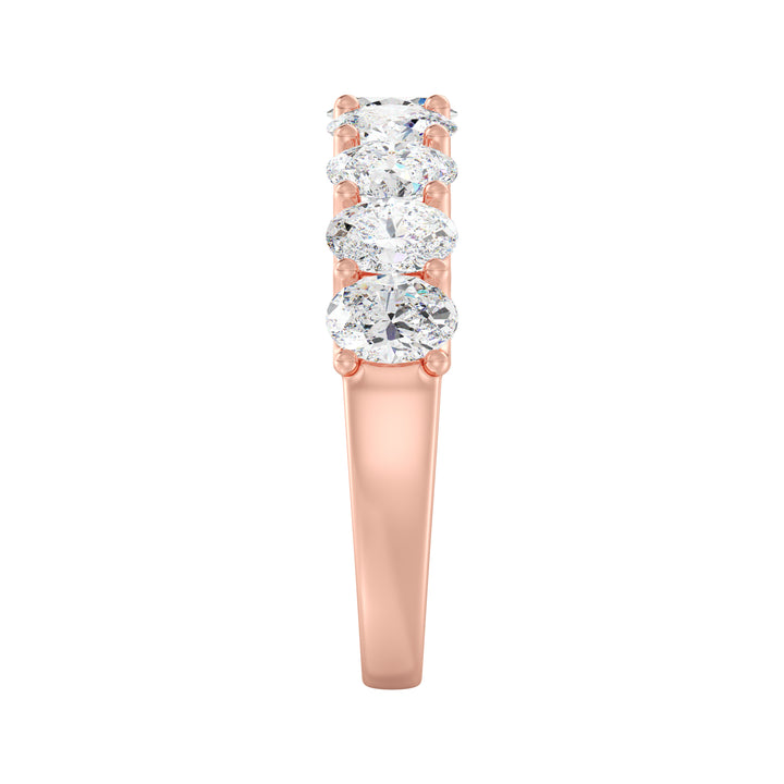 Lab-Grown Diamond Oval Scallop Half Eternity Wedding Ring in 18K Rose Gold featuring 9 oval-cut diamonds in a shared prong setting