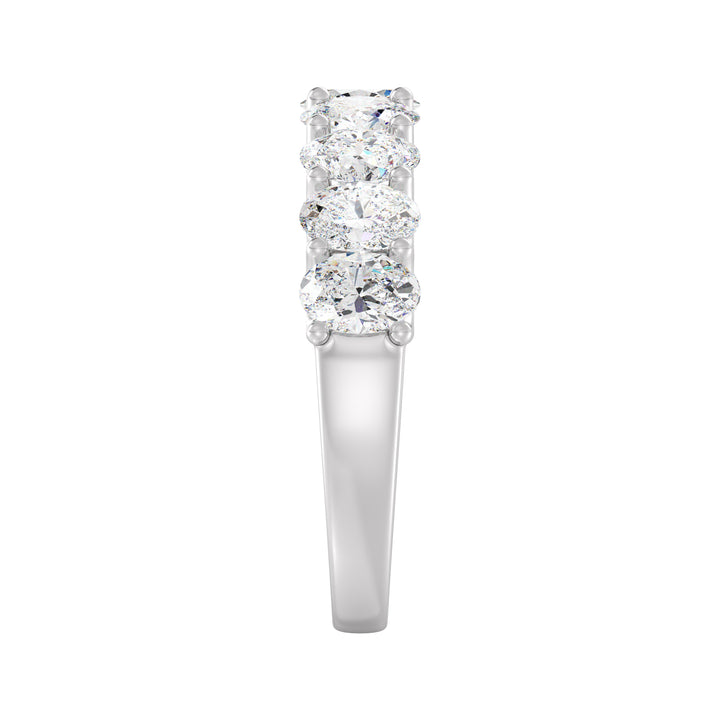Lab-Grown Diamond Oval Scallop Half Eternity Wedding Ring in 18K White Gold showcasing 9 oval-cut diamonds in a secure shared prong setting