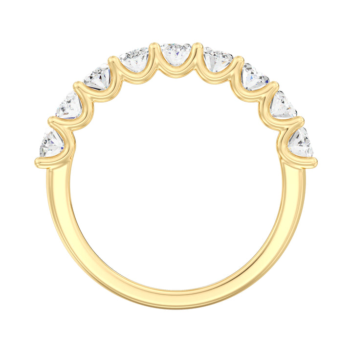 Lab-Grown Diamond Oval Scallop Half Eternity Wedding Ring in 18K Yellow Gold with 9 oval-cut diamonds set in a low-profile shared prong setting