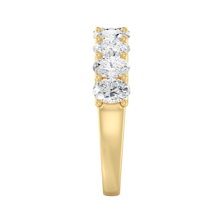 Lab-Grown Diamond Oval Scallop Half Eternity Wedding Ring in 18K Yellow Gold with 9 oval-cut diamonds set in a low-profile shared prong setting