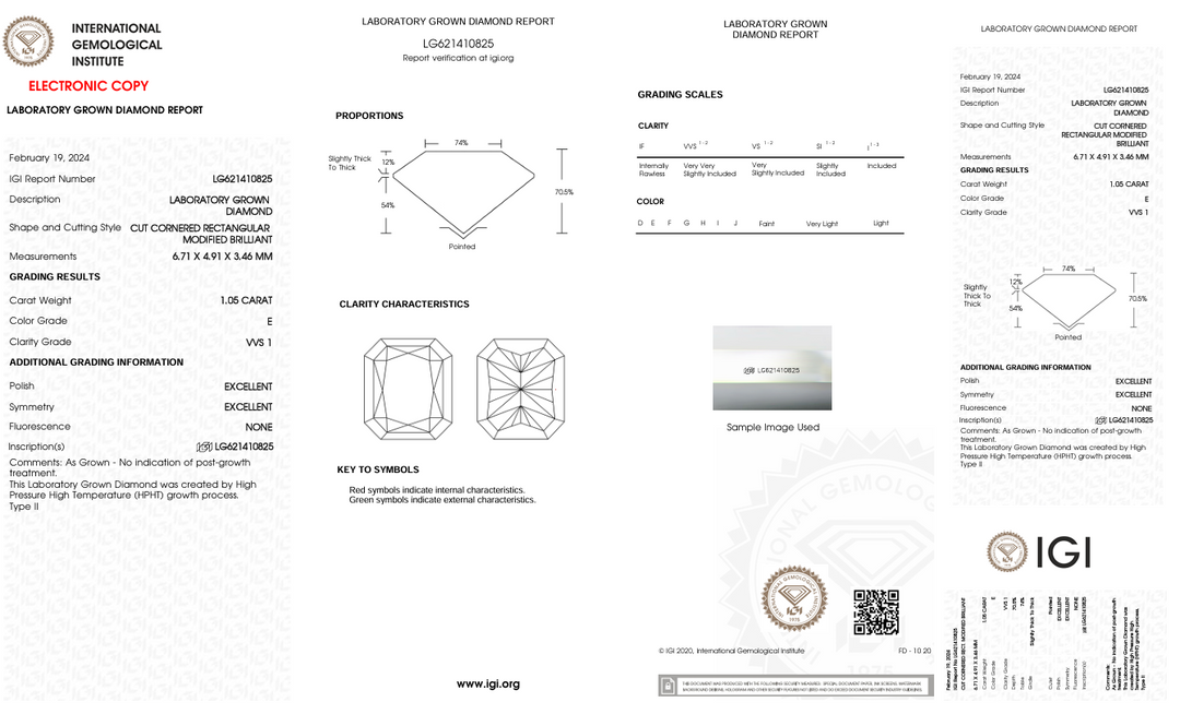 1,05 ct e kleur vvs1 stralingsgesneden lab gekweekte diamant - igi gecertificeerd