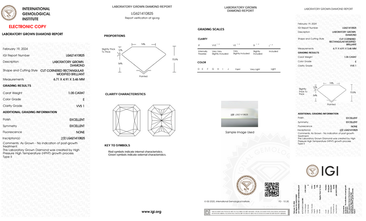 1,05 ct e kleur vvs1 stralingsgesneden lab gekweekte diamant - igi gecertificeerd