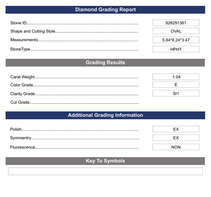 1,04 CT E Color SI1 Oval Cut Lab Gegroeide diamant - Variatie gecertificeerd