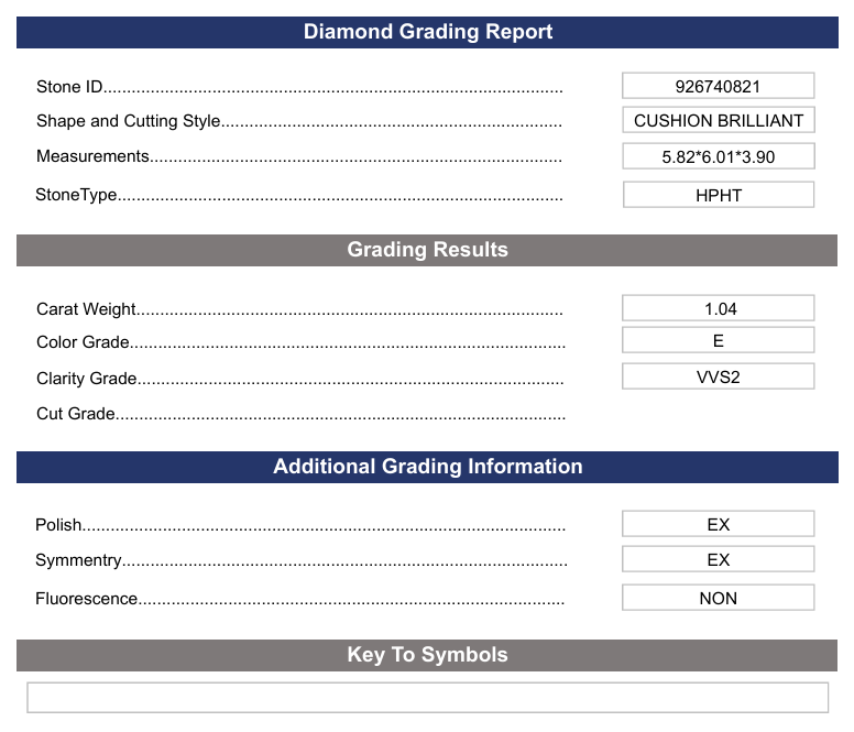 1.04 CT E Color VVS2 Cushion Brilliant Cut Lab Gegroeide diamant - Variatie gecertificeerd