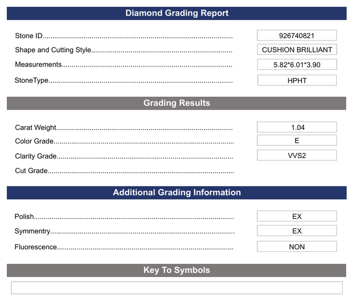 1.04 CT E Color VVS2 Cushion Brilliant Cut Lab Gegroeide diamant - Variatie gecertificeerd