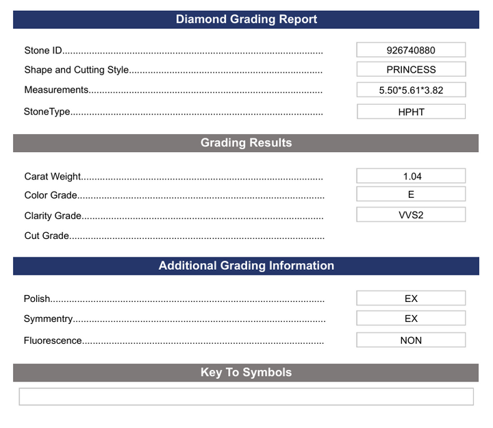 1.04 ct e kleur vvs2 prinses gesneden lab gekweekte diamant - variatie gecertificeerd