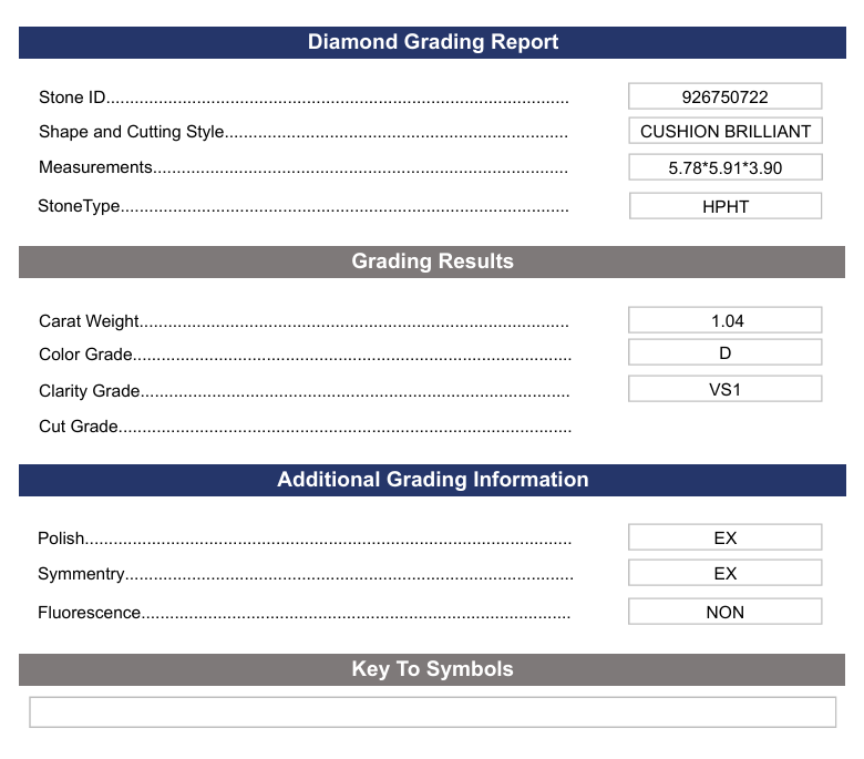 1,04 CT D kleur VS1 kussen briljant gesneden lab gekweekte diamant - variatie gecertificeerd