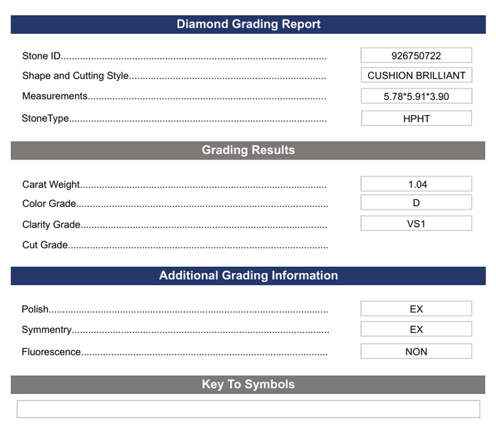 1,04 CT D kleur VS1 kussen briljant gesneden lab gekweekte diamant - variatie gecertificeerd