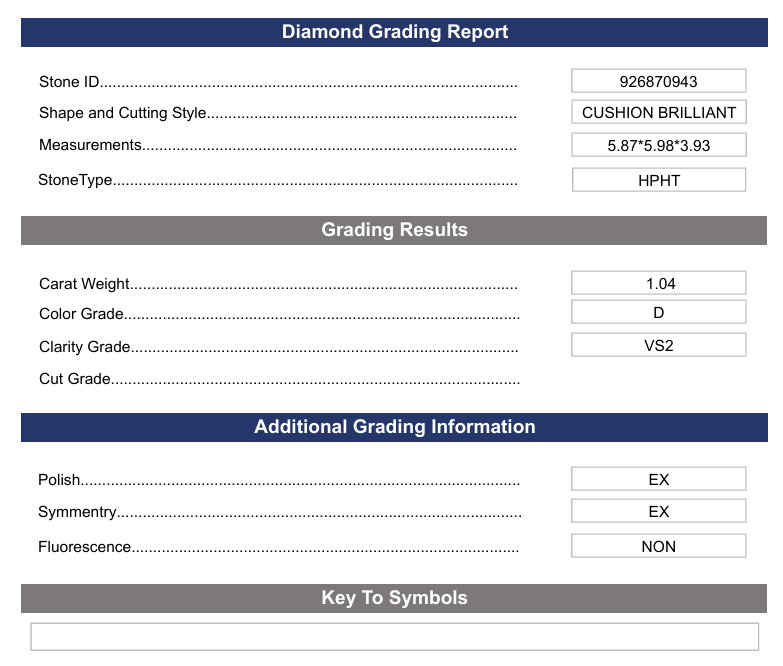 1,04 CT D kleur VS2 kussen briljant gesneden lab gekweekte diamant - variatie gecertificeerd