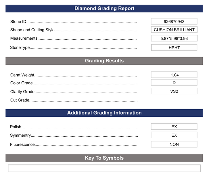 1,04 CT D kleur VS2 kussen briljant gesneden lab gekweekte diamant - variatie gecertificeerd