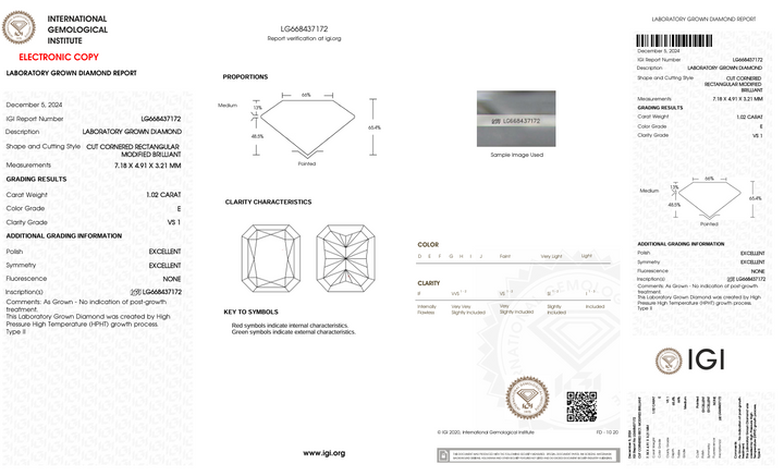 1,02 CT E COLLER VS1 RADIANT CUT LAB-LAB-LAB LABLE - IGI CERTIFIÉ