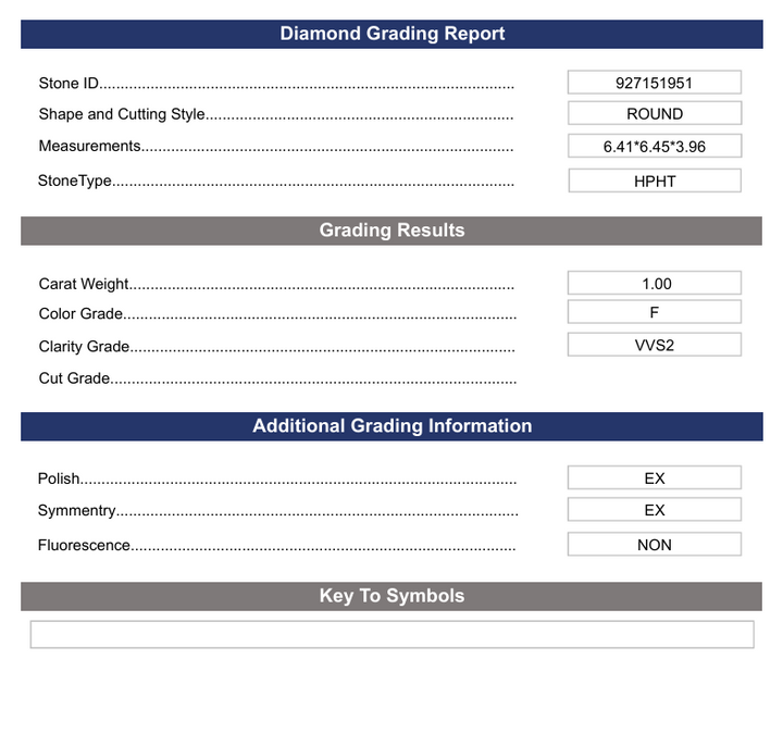 1,0 ct f warna vvs2 bundar potong lab -tumbuh berlian - bersertifikat variasi
