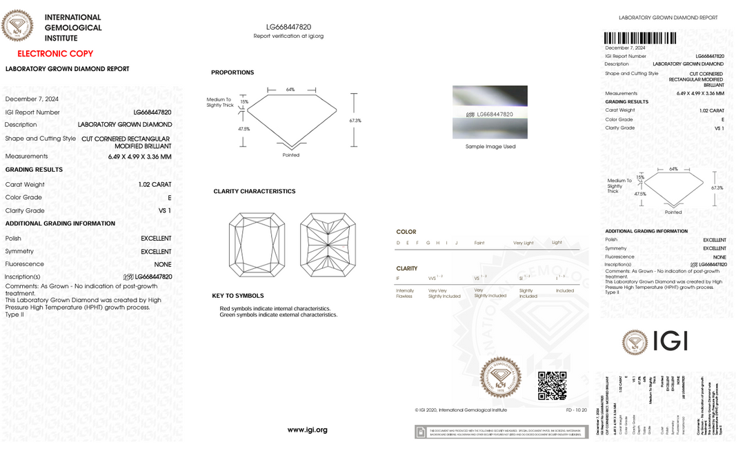 1,02 CT E COLLER VS1 RADIANT CUT LAB-LAB-LAB LABLE - IGI CERTIFIÉ