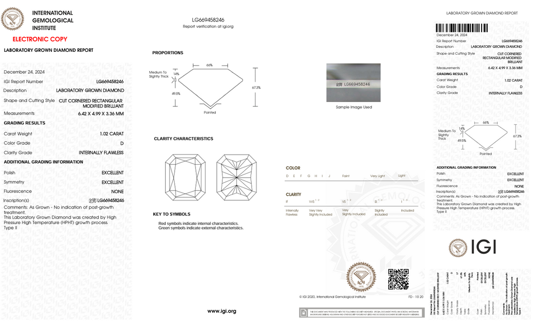 1,02 ct d farve Hvis strålende afskåret lab -dyrket diamant - IGI certificeret
