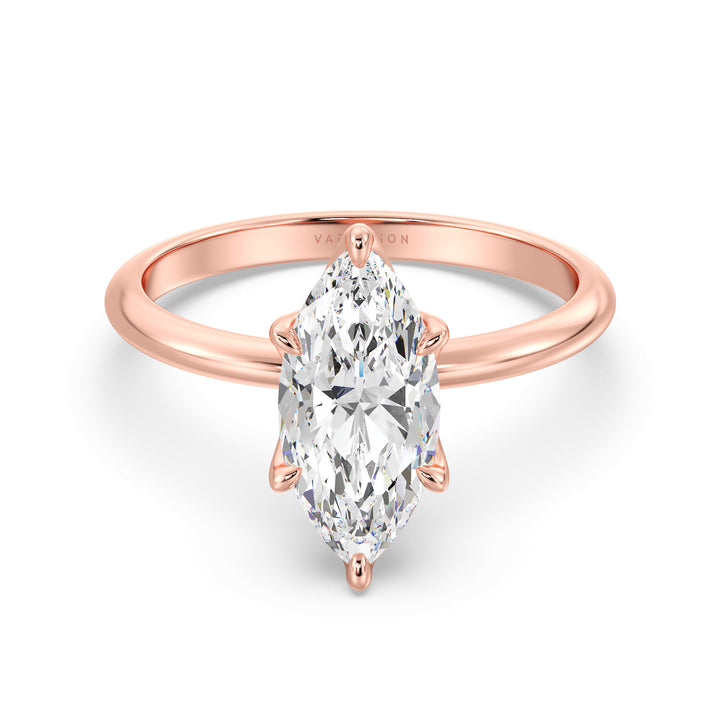 Marquise Cut Lab-Grown Diamond Solitaire Ring with 6-Claw Setting in 18K  Rose Gold