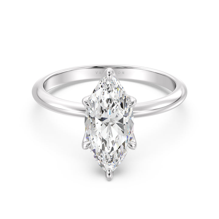 Marquise Cut Lab-Grown Diamond Solitaire Ring with 6-Claw Setting in 18K  White Gold