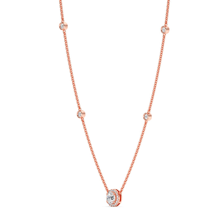 Round Diamond Accent Necklace in 18K Rose Gold