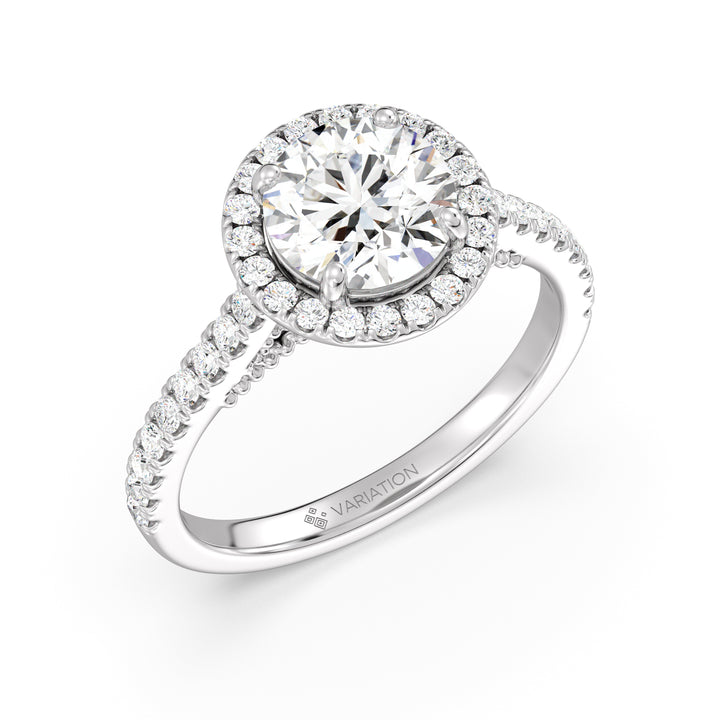Round Halo Solitaire Ring